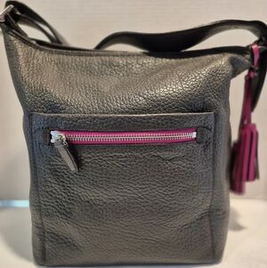 Coach Legacy Duffle in Gray pebbled leather with hot pink trim..EUC